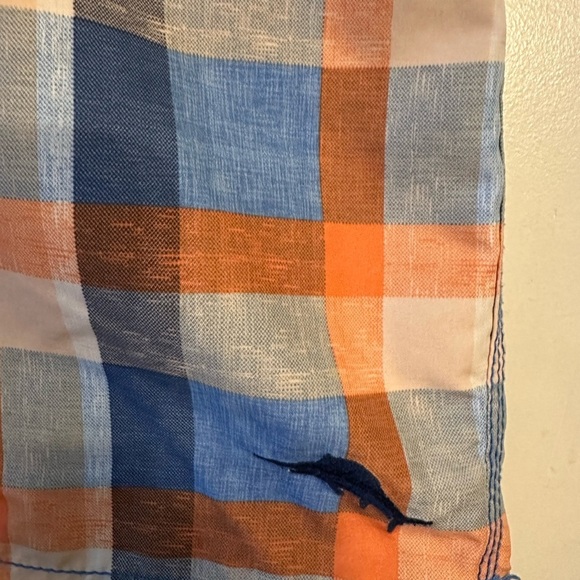 Tommy Bahama Blue-Orange-Khaki Plaid Swim Trunks shorts in Size medium - Picture 3 of 10